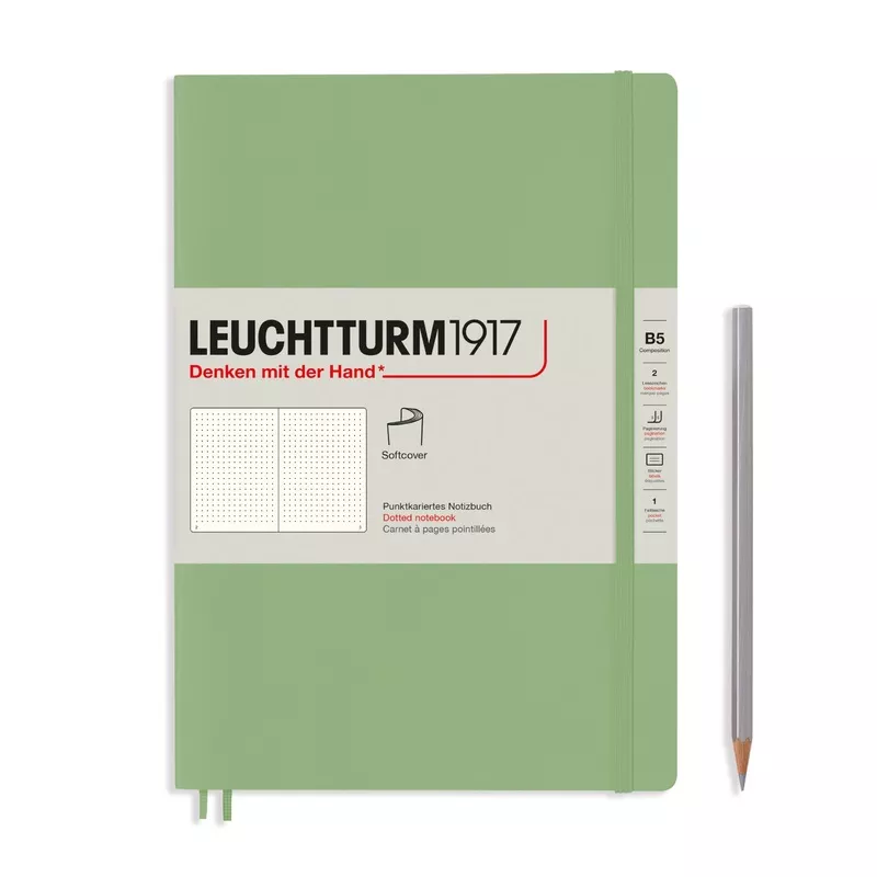 LEUCHTTURM1917 Notebook Softcover Composition (B5), 123 pages, Dotted - Sage Green