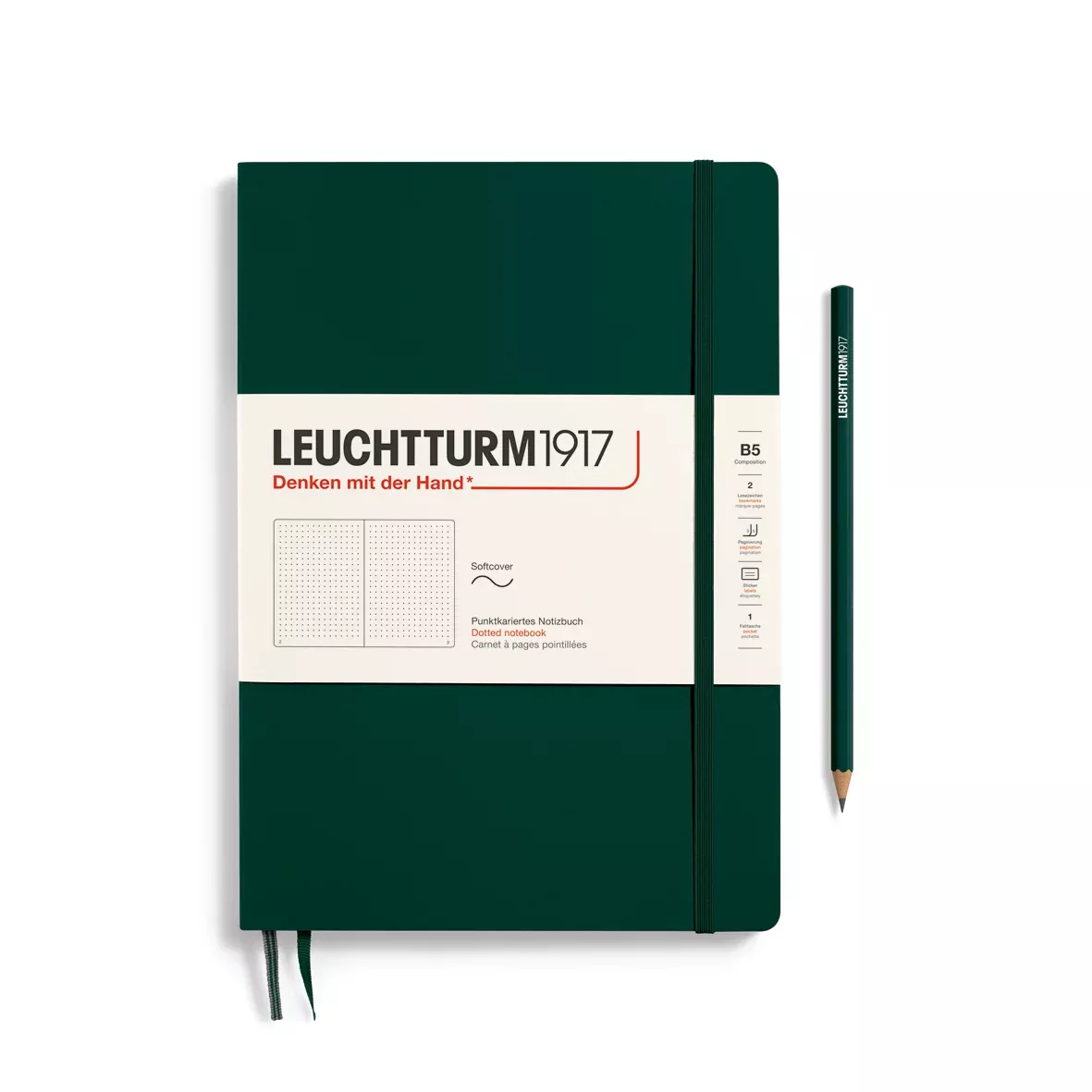 LEUCHTTURM1917 Notebook Softcover Composition (B5), Dotted, 123 pages - Forest Green