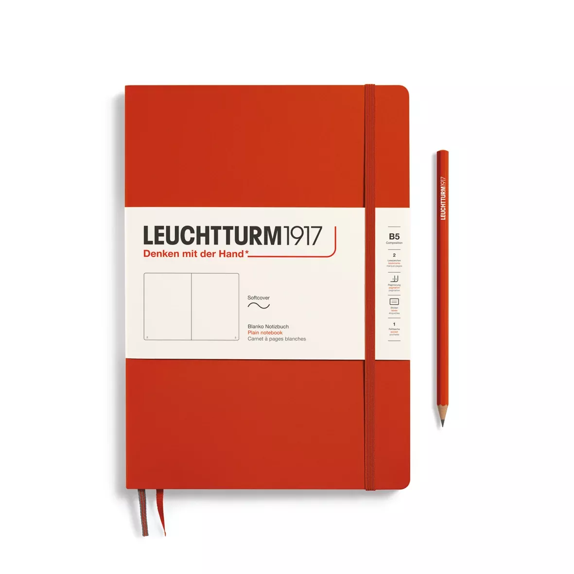 LEUCHTTURM1917 Notebook Softcover Composition (B5), Plain, 123 pages - Fox Red