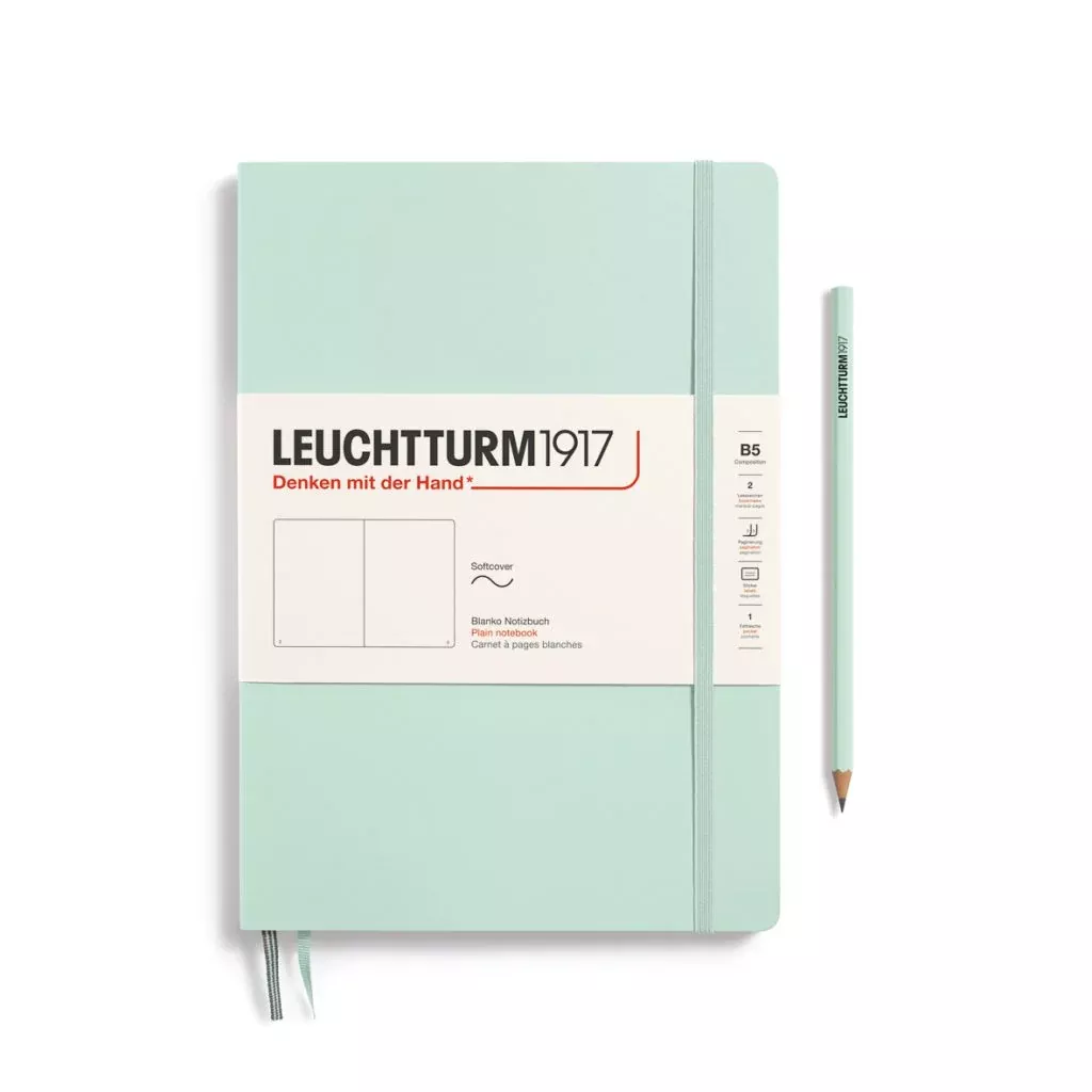 LEUCHTTURM1917 Notebook Softcover Composition (B5), Plain, 123 pages - Mint Green