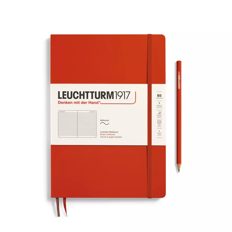 LEUCHTTURM1917 Notebook Softcover Composition (B5), Ruled, 123 pages - Fox Red
