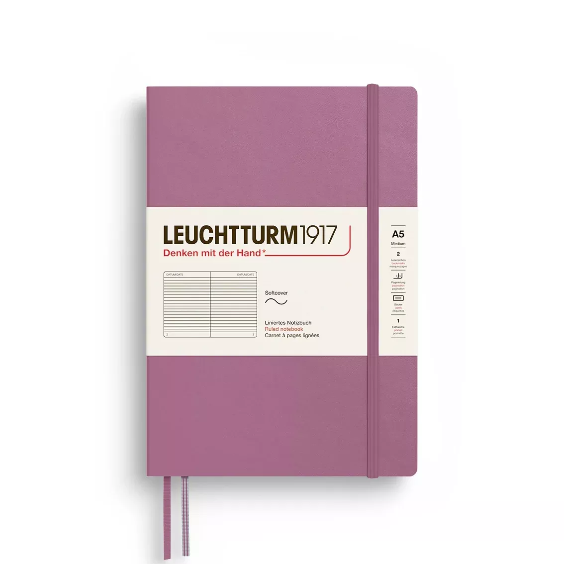 LEUCHTTURM1917 Notebook Softcover Medium (A5), 123 p, Ruled - Dusty Rose