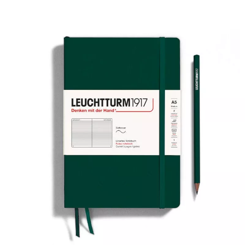 LEUCHTTURM1917 Notebook Softcover Medium (A5), 123 pages, Ruled - Forest Green