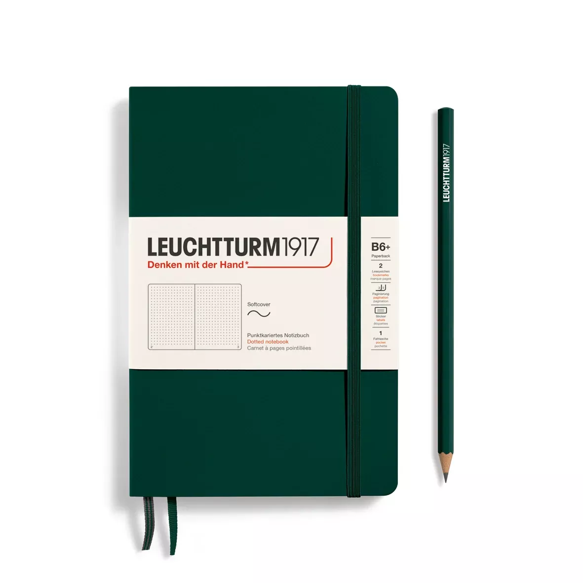 LEUCHTTURM1917 Notebook Softcover Paperback (B6+), Dotted, 123 pages - Forest Green