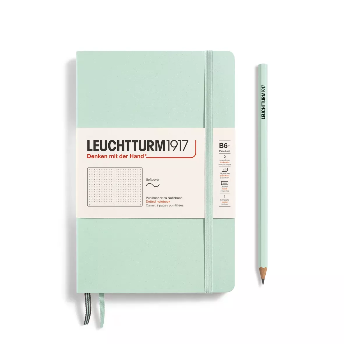 LEUCHTTURM1917 Notebook Softcover Paperback (B6+), Dotted, 123 pages - Mint Green