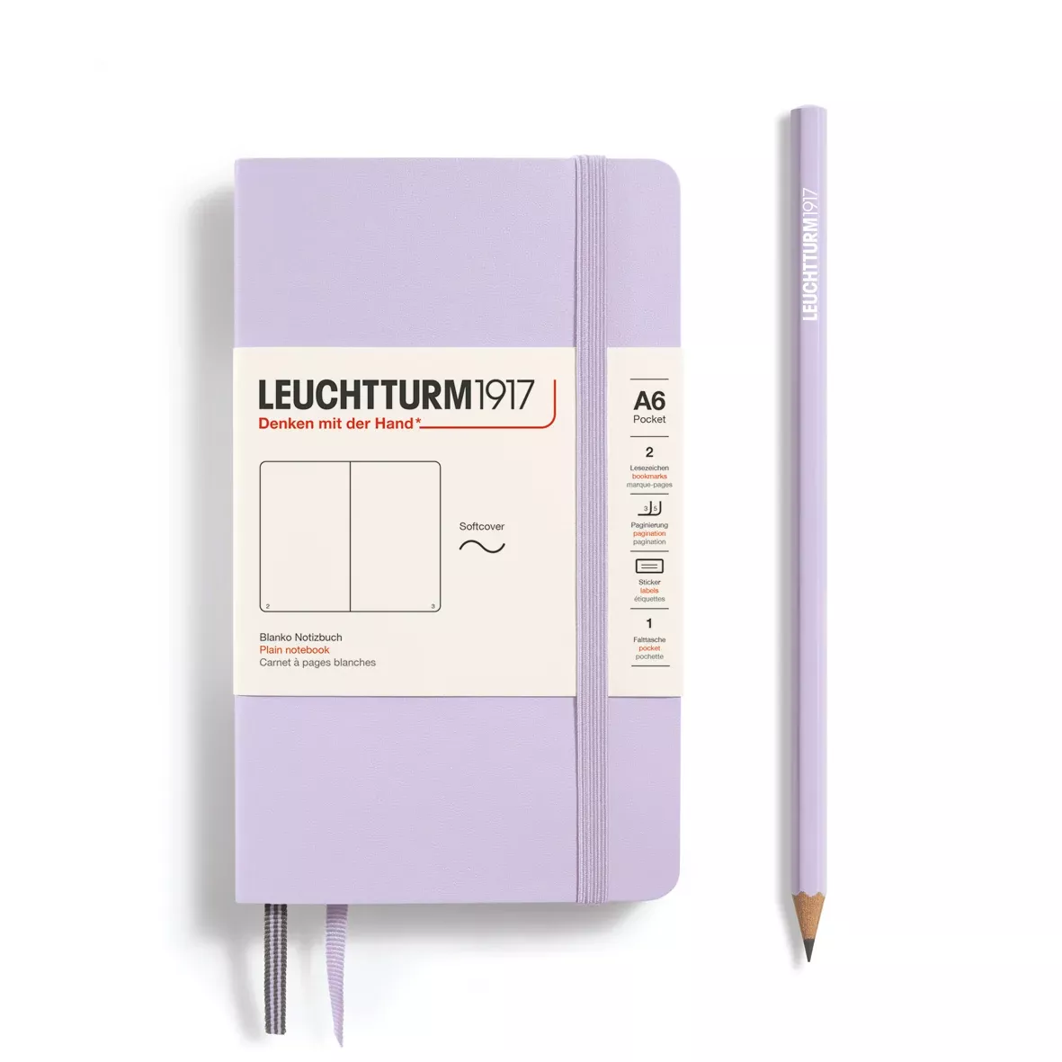 LEUCHTTURM1917 Notebook Softcover Pocket (A6), Plain, 187 pages - Lilac Purple