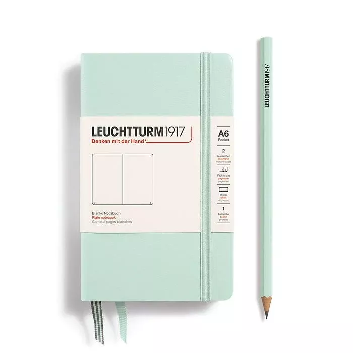 LEUCHTTURM1917 Pocket Hardcover Notebook (A6), 187 p., plain - Mint Green