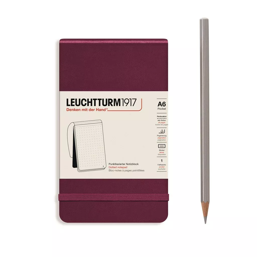 LEUCHTTURM1917 Reporter Notepad Pocket, Dotted - Port Red
