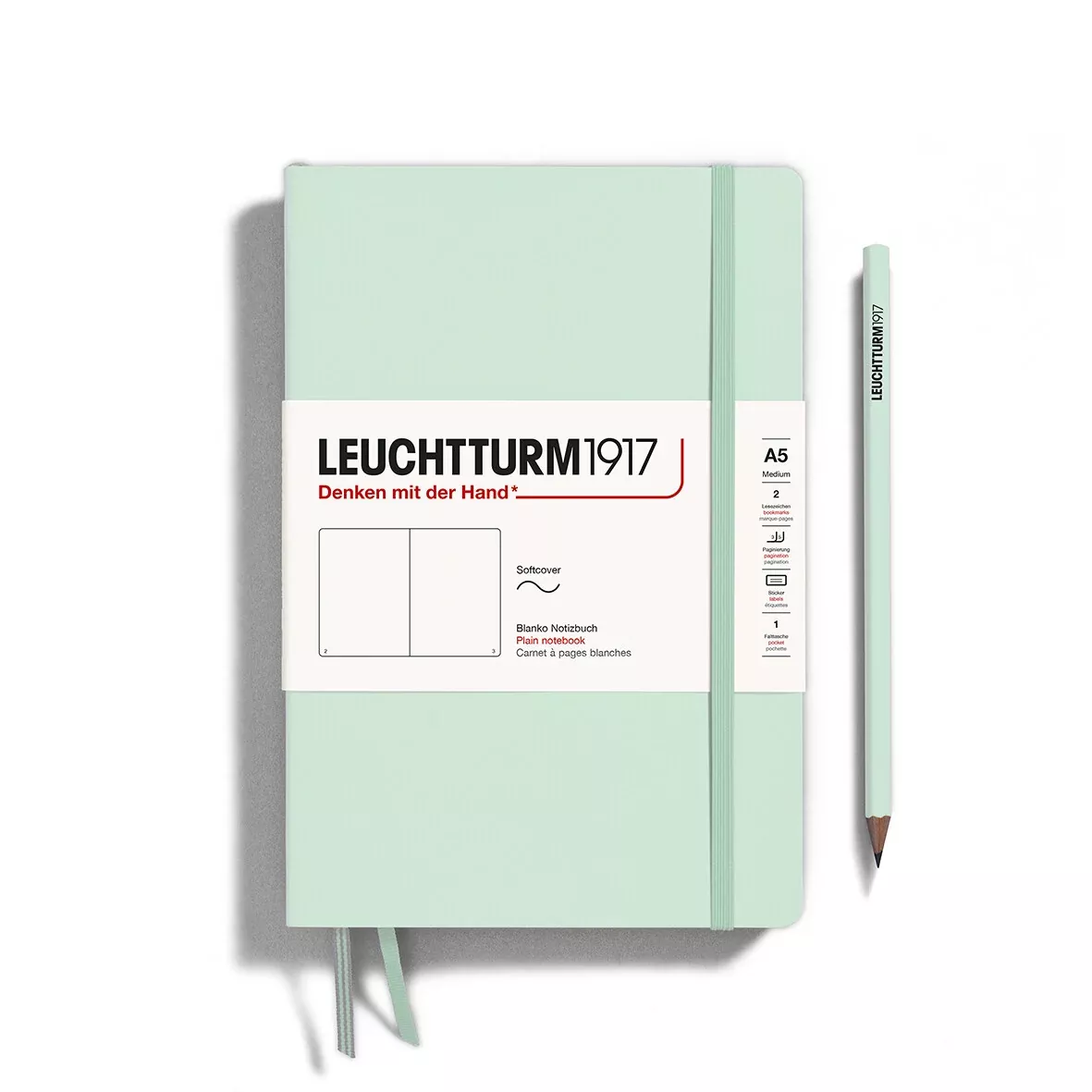 LEUCHTTURM1917 SC Notebook, Medium (A5), 123 p., Plain - Mint Green