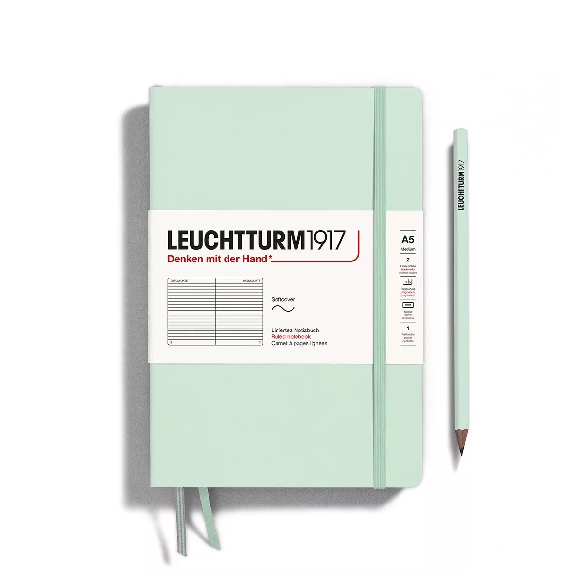 LEUCHTTURM1917 SC Notebook, Medium (A5), 123 p., Ruled - Mint Green