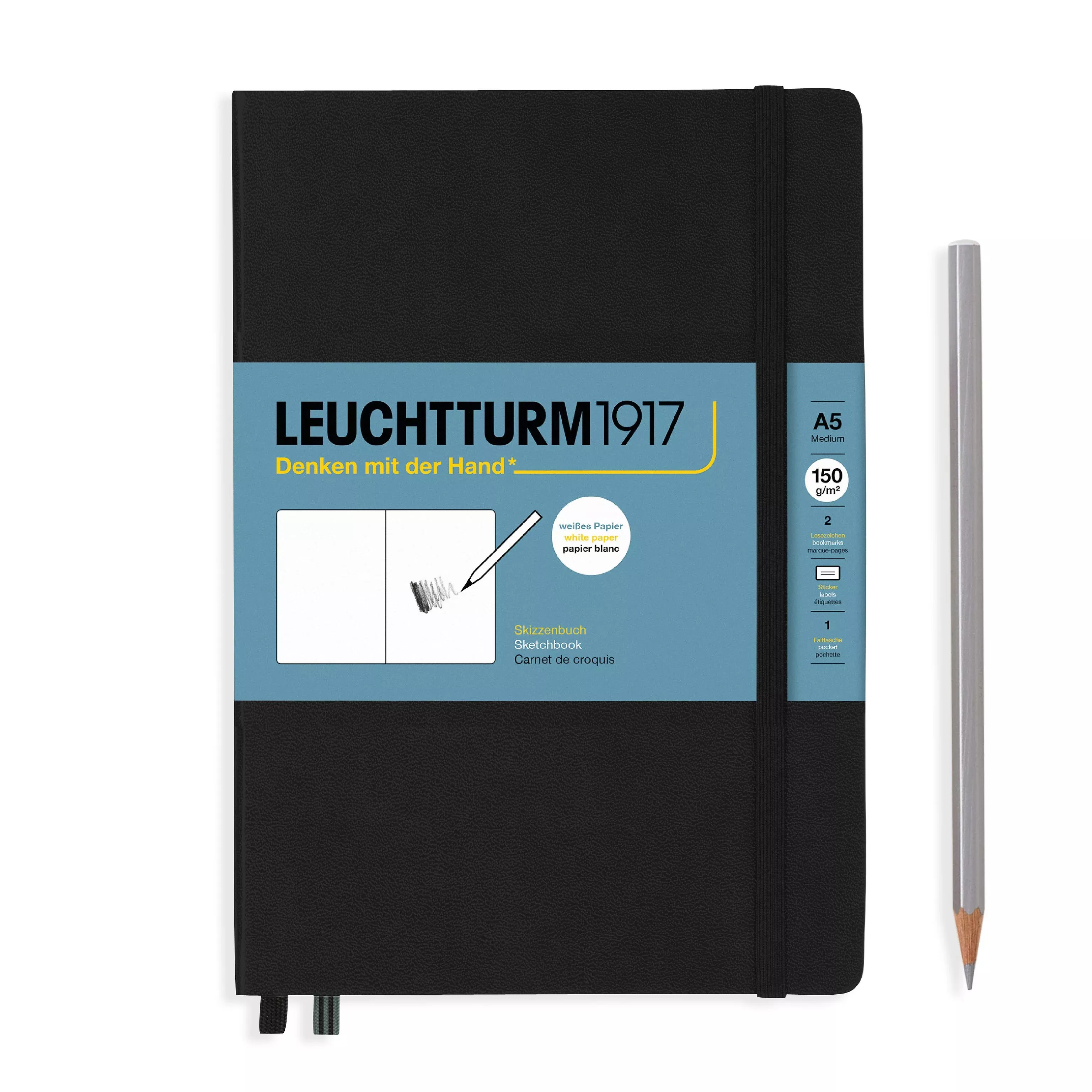 LEUCHTTURM1917 Sketchbook Medium (A5), 112 p., plain - Black