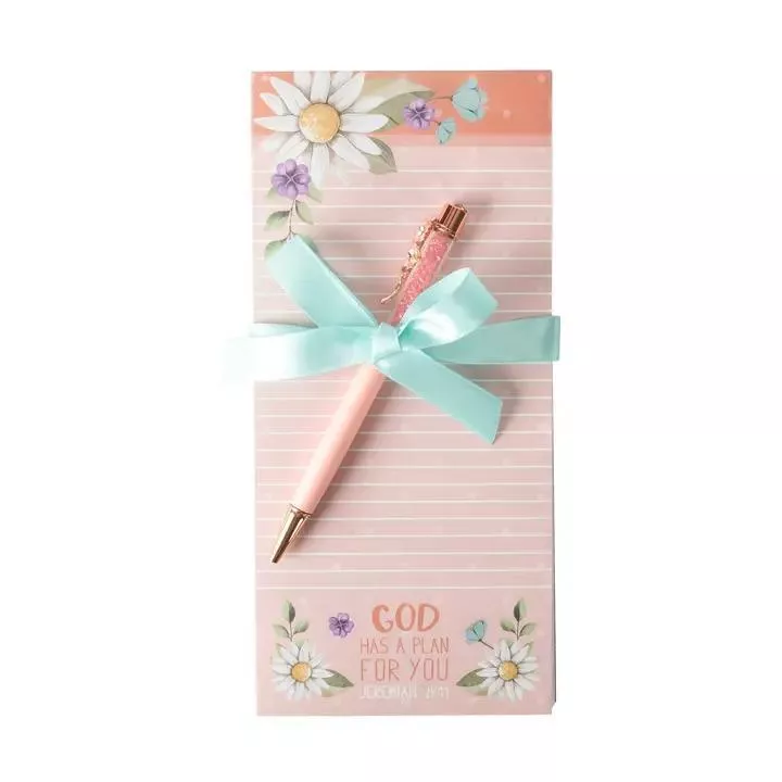 Listpad W/Pen: Pink Floral (Jeremiah 29:11)