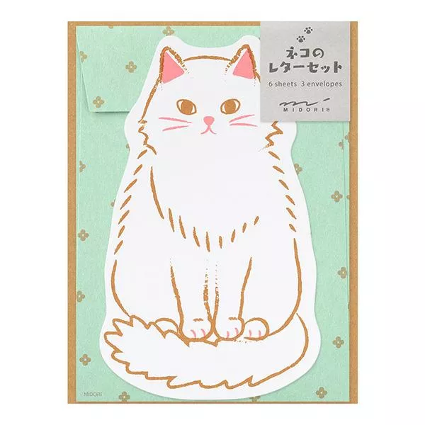 Midori Letter Set Die-Cut Animal - Cat Pattern