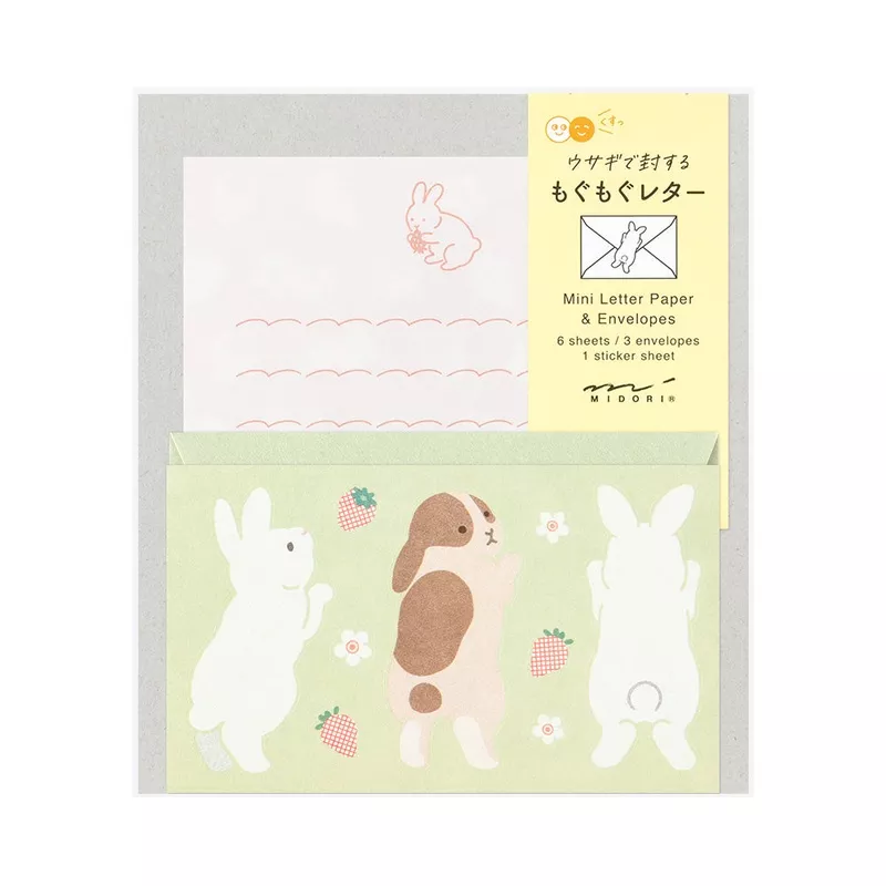 Midori Mini Letter Set with Stickers - Hungry Rabbit