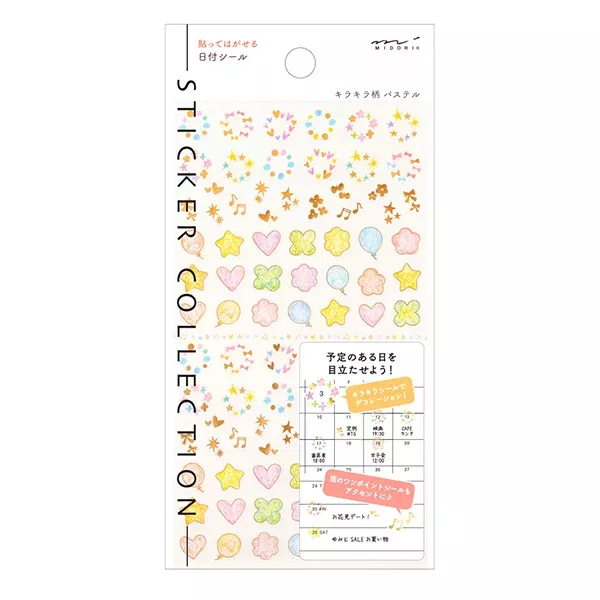 Midori Sticker Date Twinkling Pastel