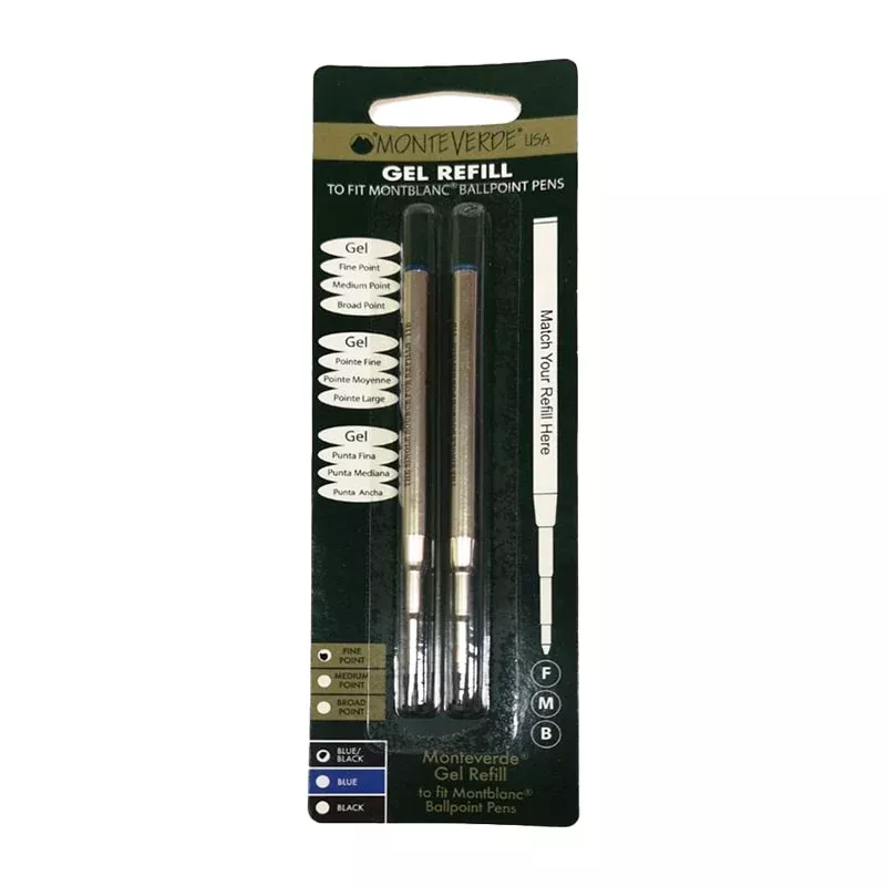 Monteverde Capless Gel Refill To Fit Montblanc Ballpoint Pen (Fine) Blue Black