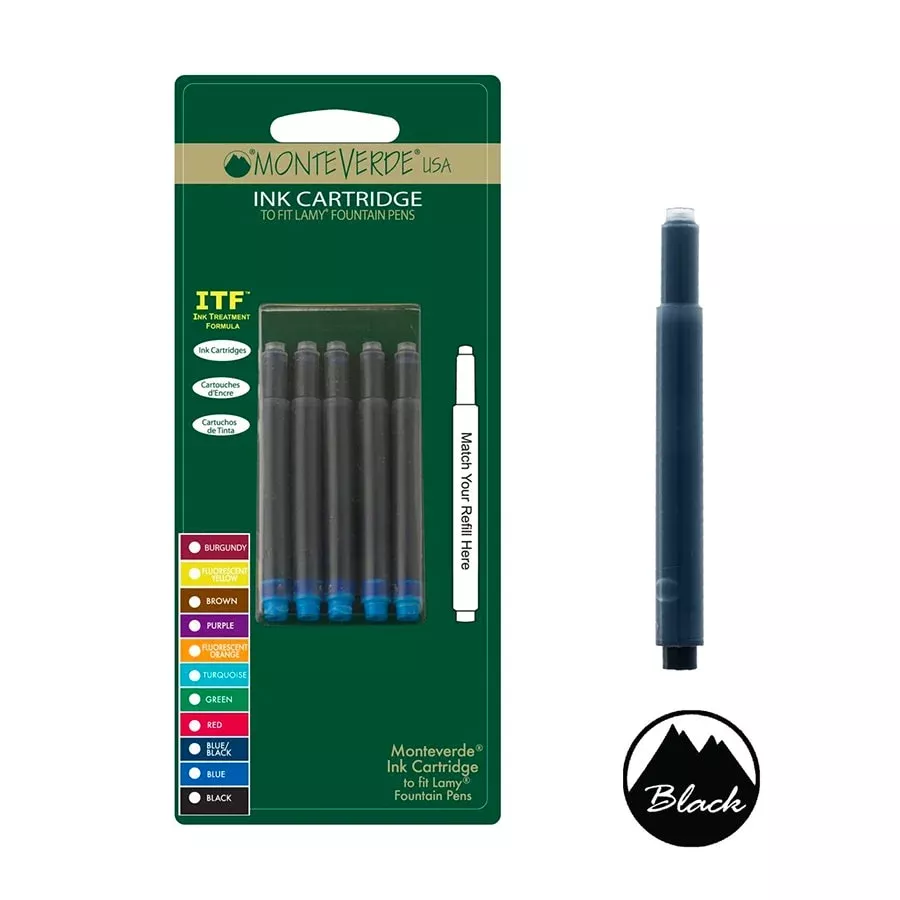 Monteverde Ink Cartridge For Lamy Fountain Pen Black