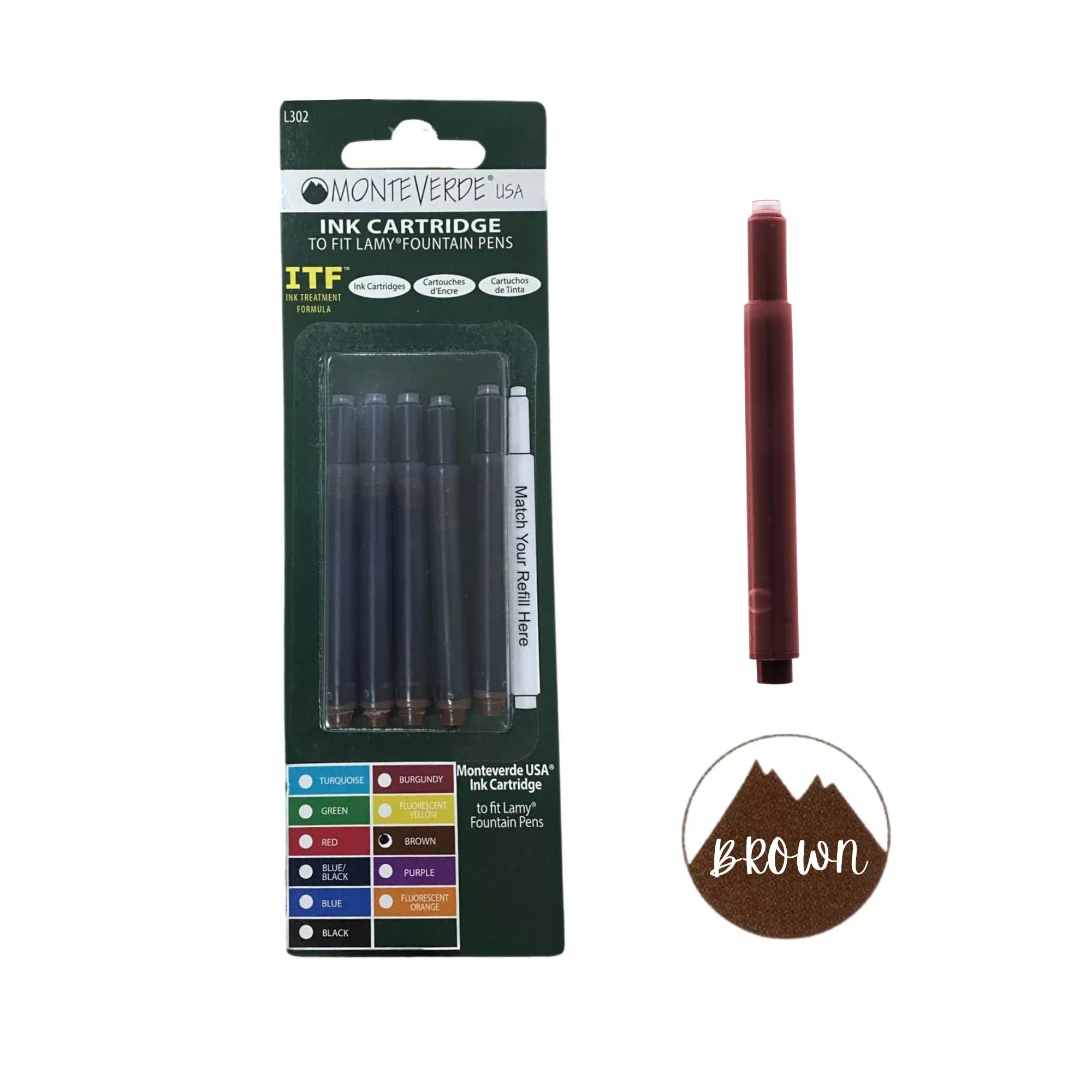 Monteverde Ink Cartridge For Lamy Fountain Pen Brown