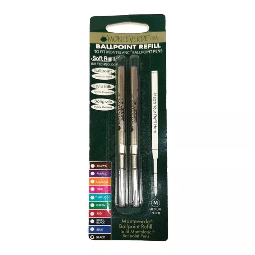 Monteverde Soft Roll Ballpoint Refill To Fit Montblanc Ballpoint Pen, Pack of 2
