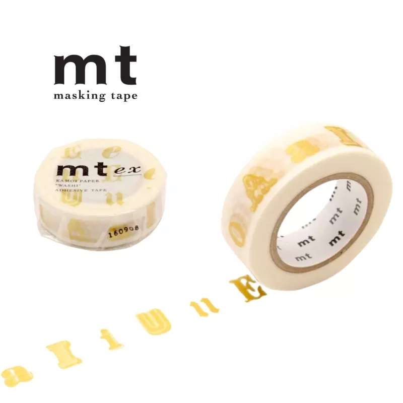 MT EX Washi Tape - Vowel Gold