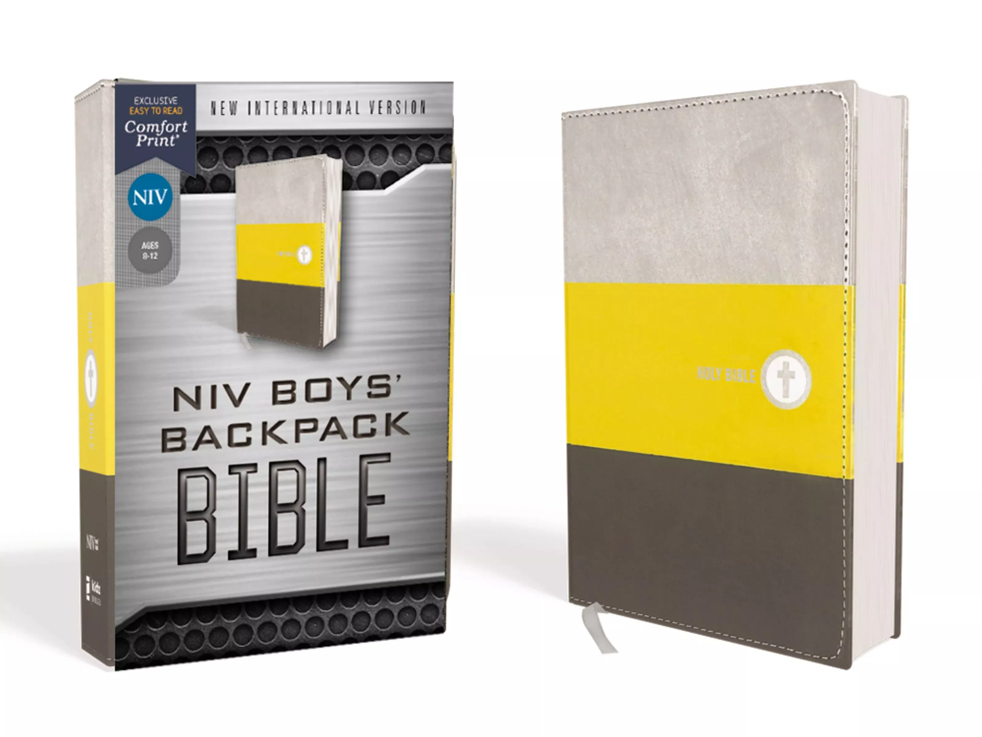 NIV Boys' Backpack Bible Compact Yellow/Gray (Red Letter Edition)