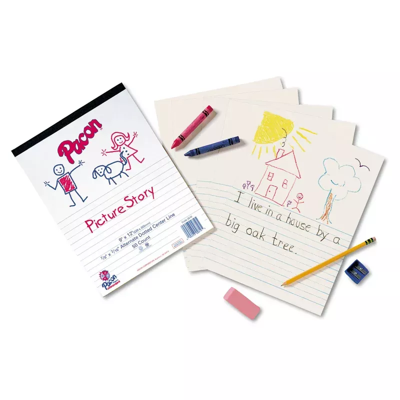 Pacon 2423 Multi-Program Picture Story Paper, 16 lb, 5/8″ Long Rule, One-Sided, 9 x 12, 500/Pack (PAC2423)