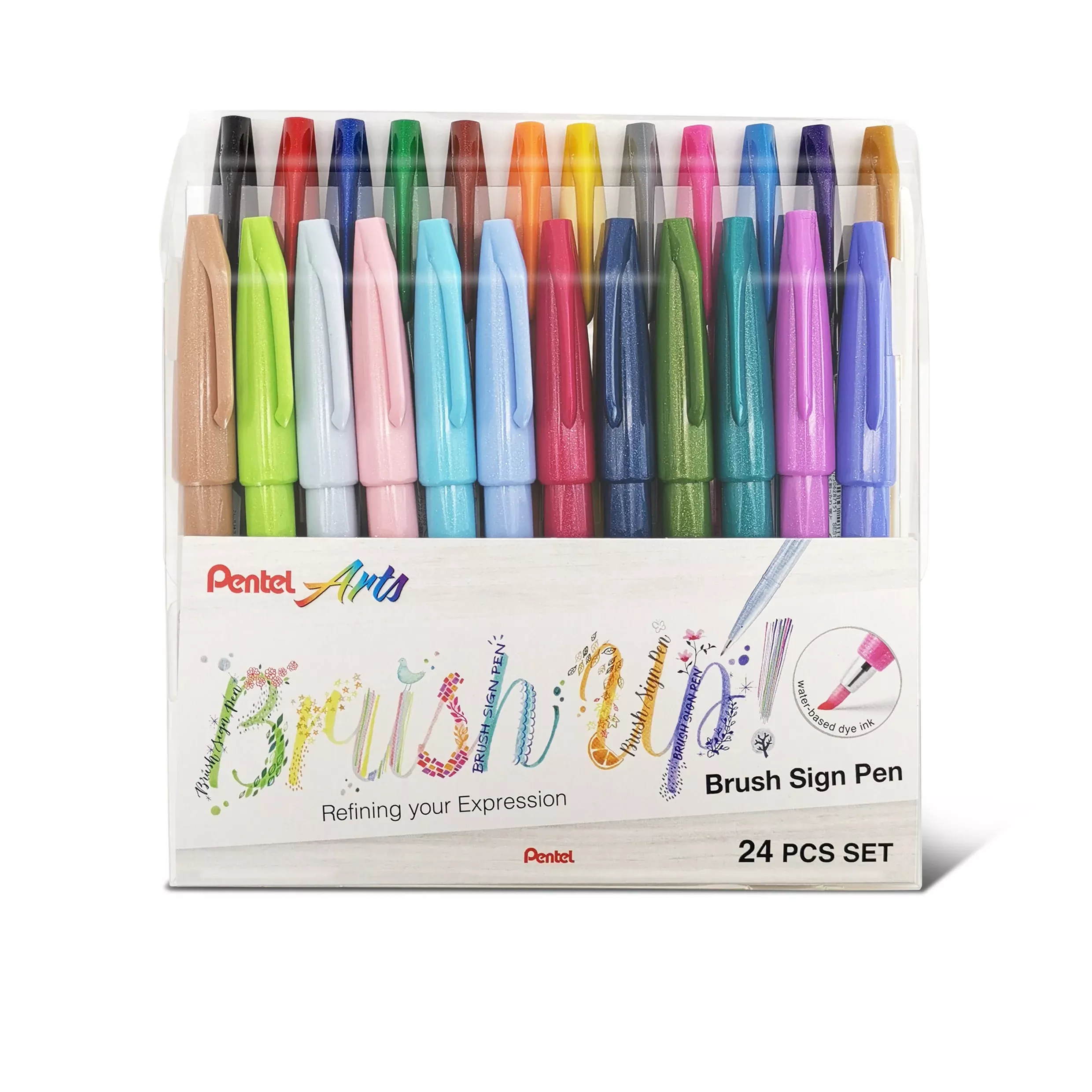 Pentel Touch Brush Sign Pen 24 Pieces Set