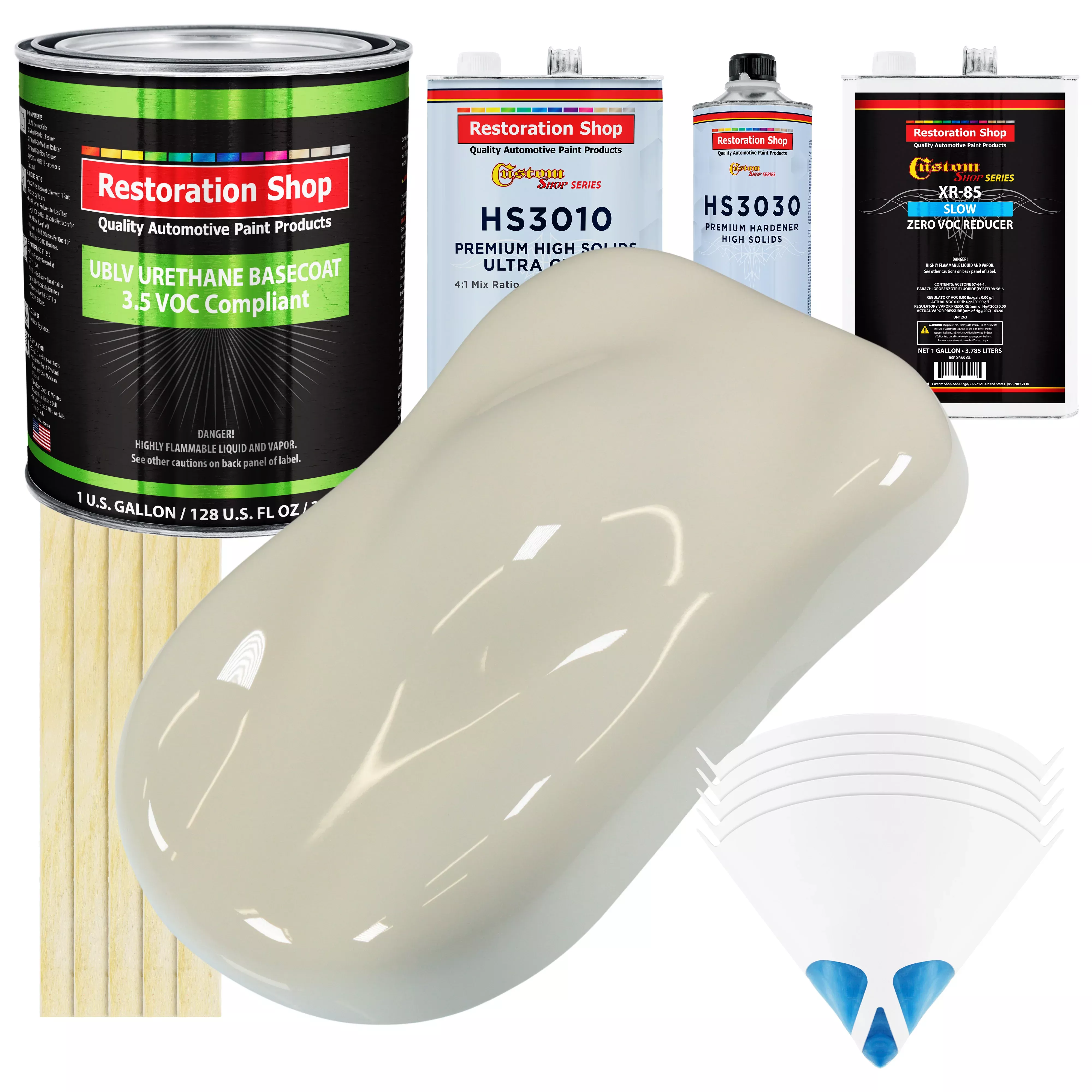 Performance Bright White - LOW VOC Urethane Basecoat with Premium Clearcoat Auto Paint - Complete Medium Gallon Paint Kit - Pro Automotive Coating