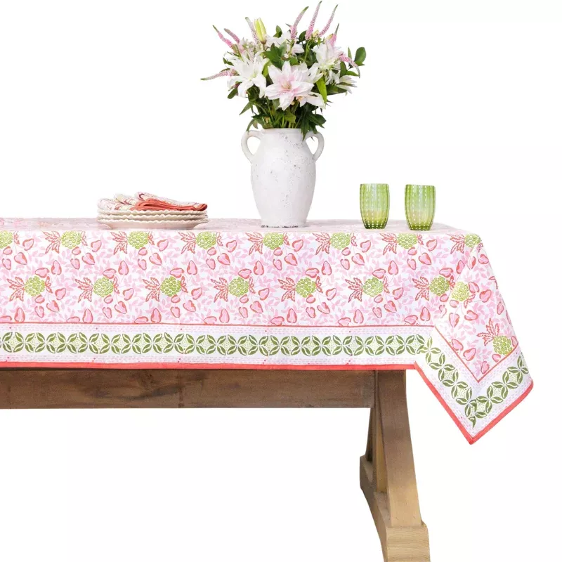 Pineapple Party Pink & Green Tablecloth