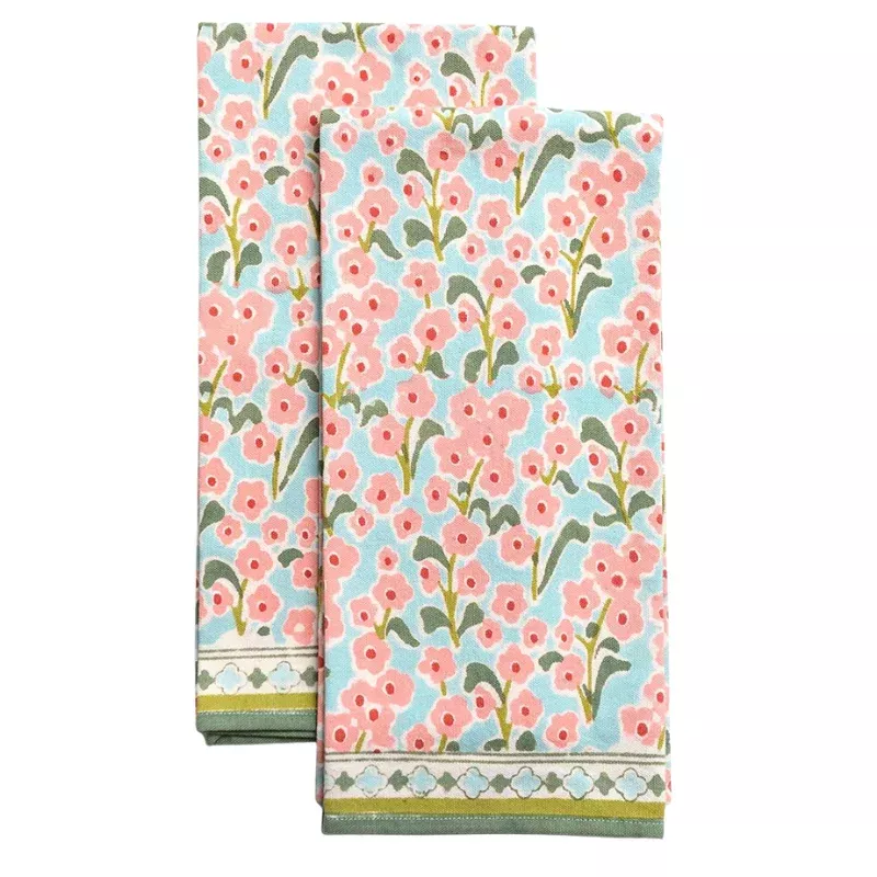 Pink Posey Tea Towel