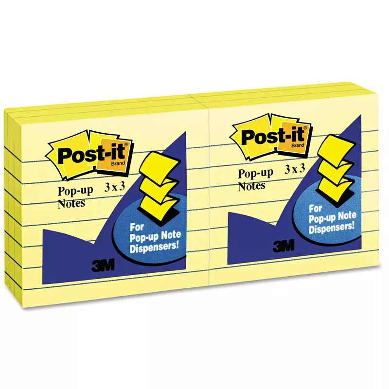 Post-it Pop-up Notes R335 Original Canary Yellow Pop-Up Refill, Lined, 3 x 3, 100-Sheet, 6/Pack (MMMR335YW)