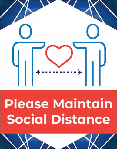 Poster Signs - Please Maintain Social Distance - 22" x 28"