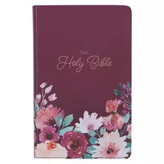 Purple Floral Faux Leather Giant Print Standard-size King James Version Bible with Thumb Index