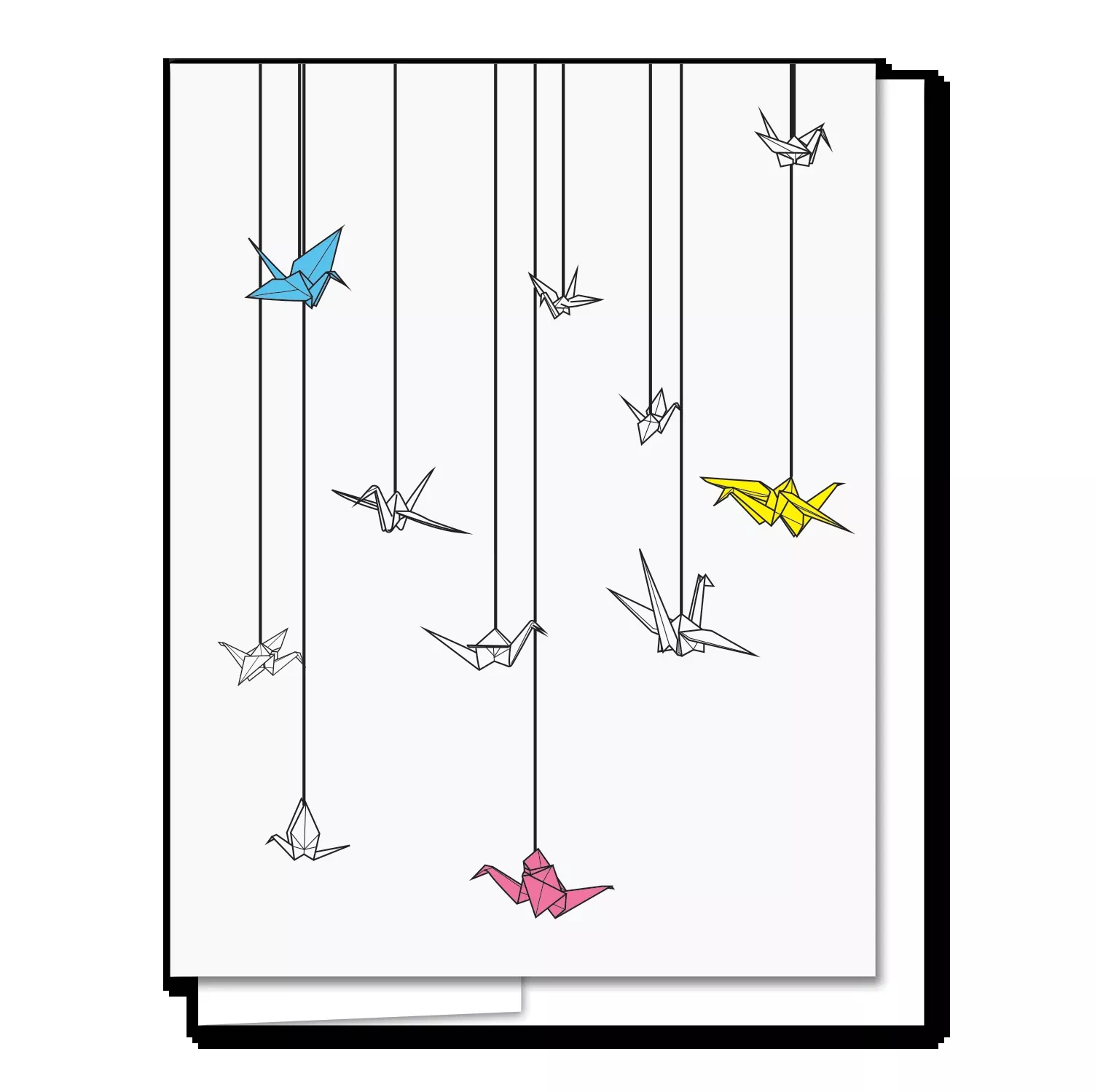 Quick Brown Fox Letterpress Paper Cranes Card