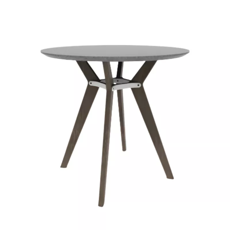 Rang 42″ x 42″ Round Bar Table Solid Wood Legs Steel Apron HPL Top with Knife Edge