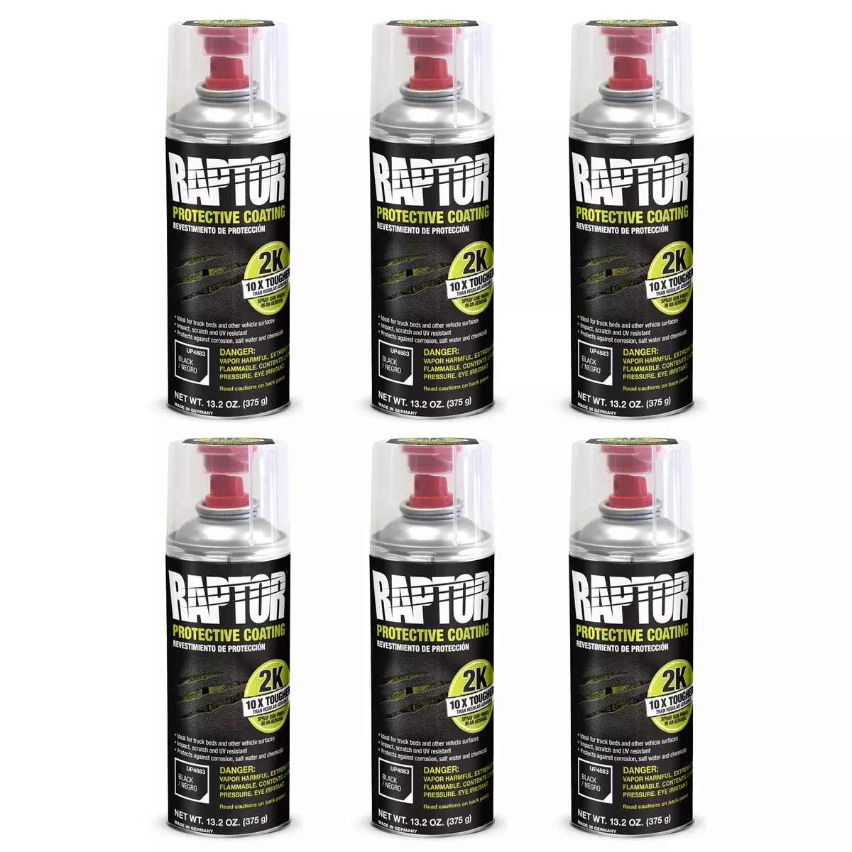Raptor 2K Black Bedliner, 13.2 oz. Aerosol (Pack of 6)