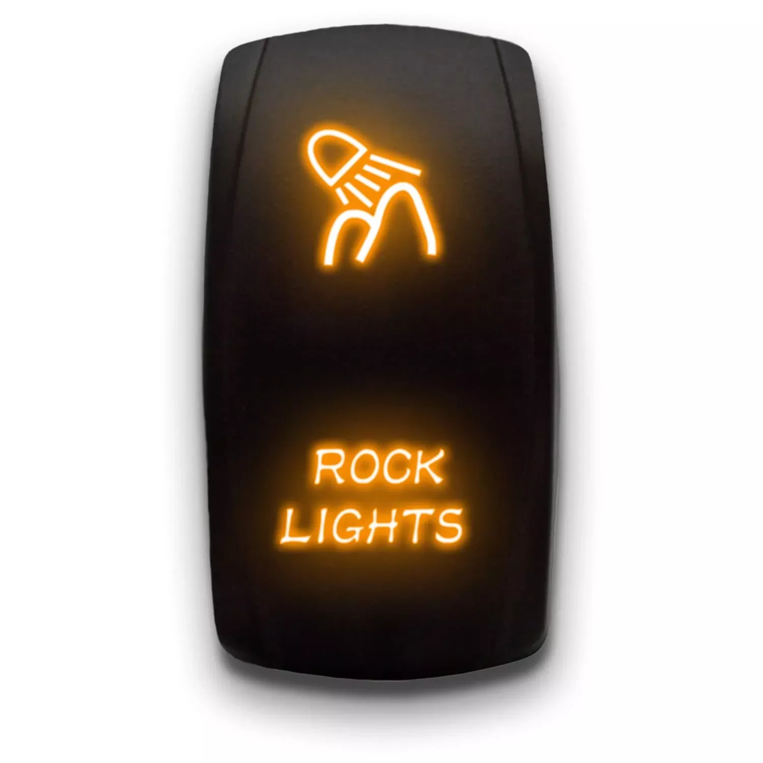 Rock Lights - Orange - Laser Etched Toggle Switch 20A 12V - Vertical Rocker Switch 5-Pin Dpst