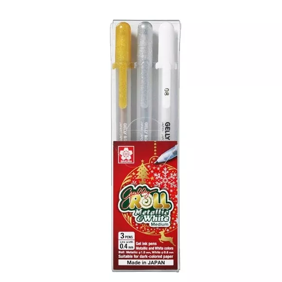 Sakura Gelly Roll Metallic & White 3 Pens Set