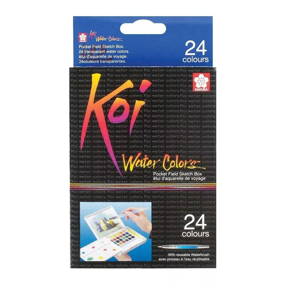 Sakura Koi Water Colors, Functional Case Set, 24-color set with WaterBrush