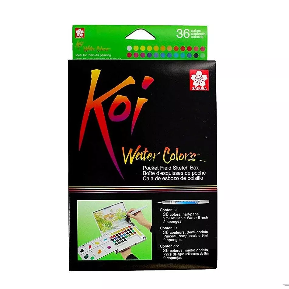 Sakura Koi Water Colors, Functional Case Set, 36-color set with WaterBrush