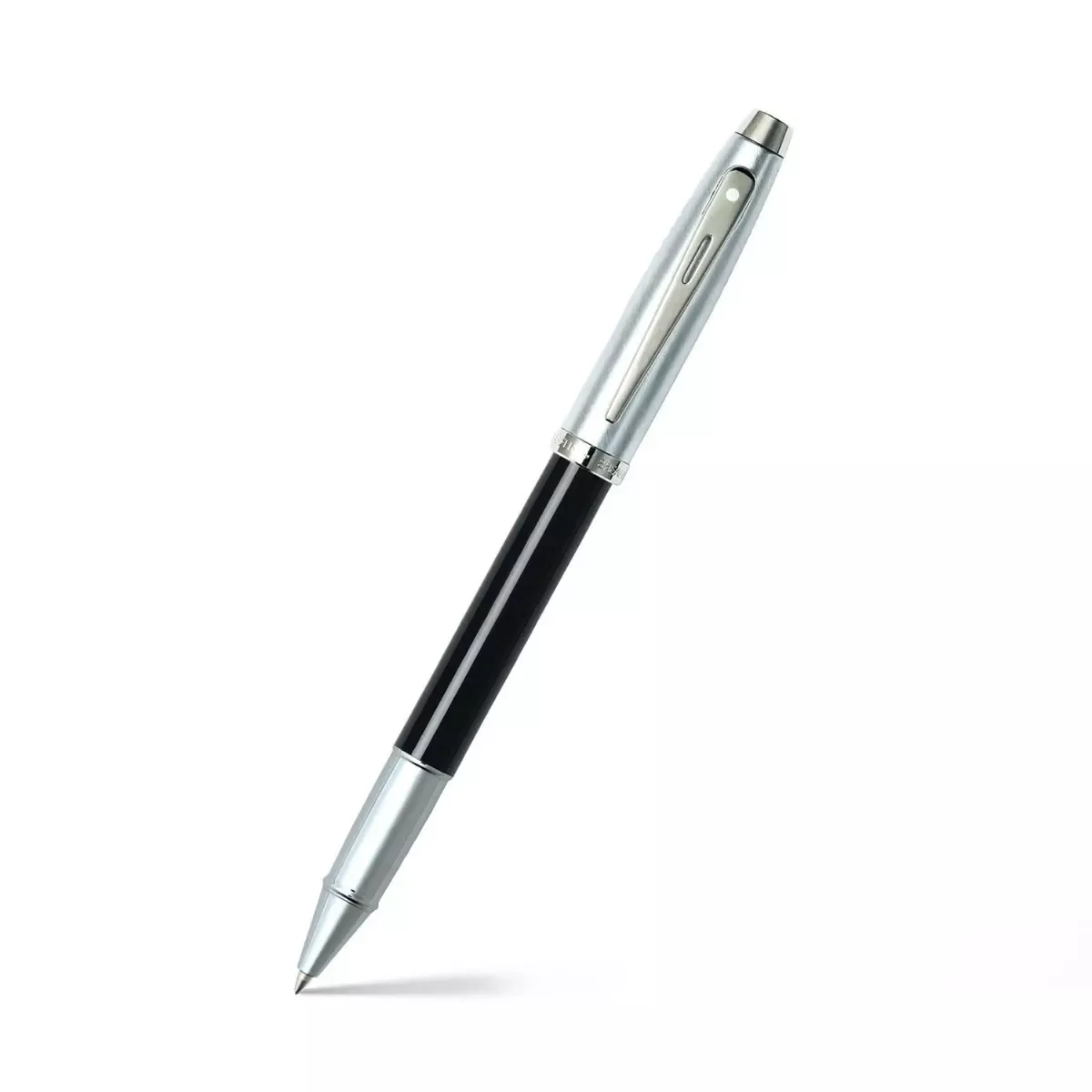 Sheaffer 100 E9313 Glossy Black Barrel Brushed Chrome Cap Rollerball Pen (WW30)
