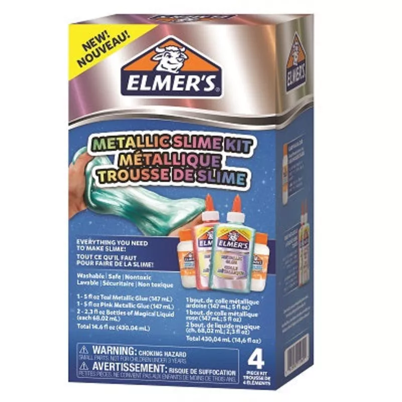 Slime Kit-Elmer Washable, Metallic Pink/Teal 14.6oz
