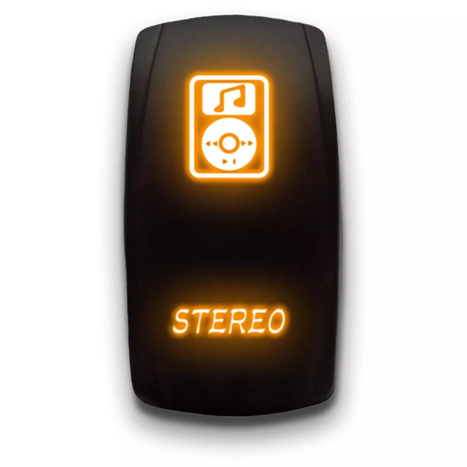 Stereo - Orange - Laser Etched Toggle Switch 20A 12V - Vertical Rocker Switch 5-Pin Dpst