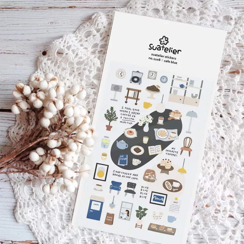 Suatelier Daily Deco Sticker - Café Blue Sticker