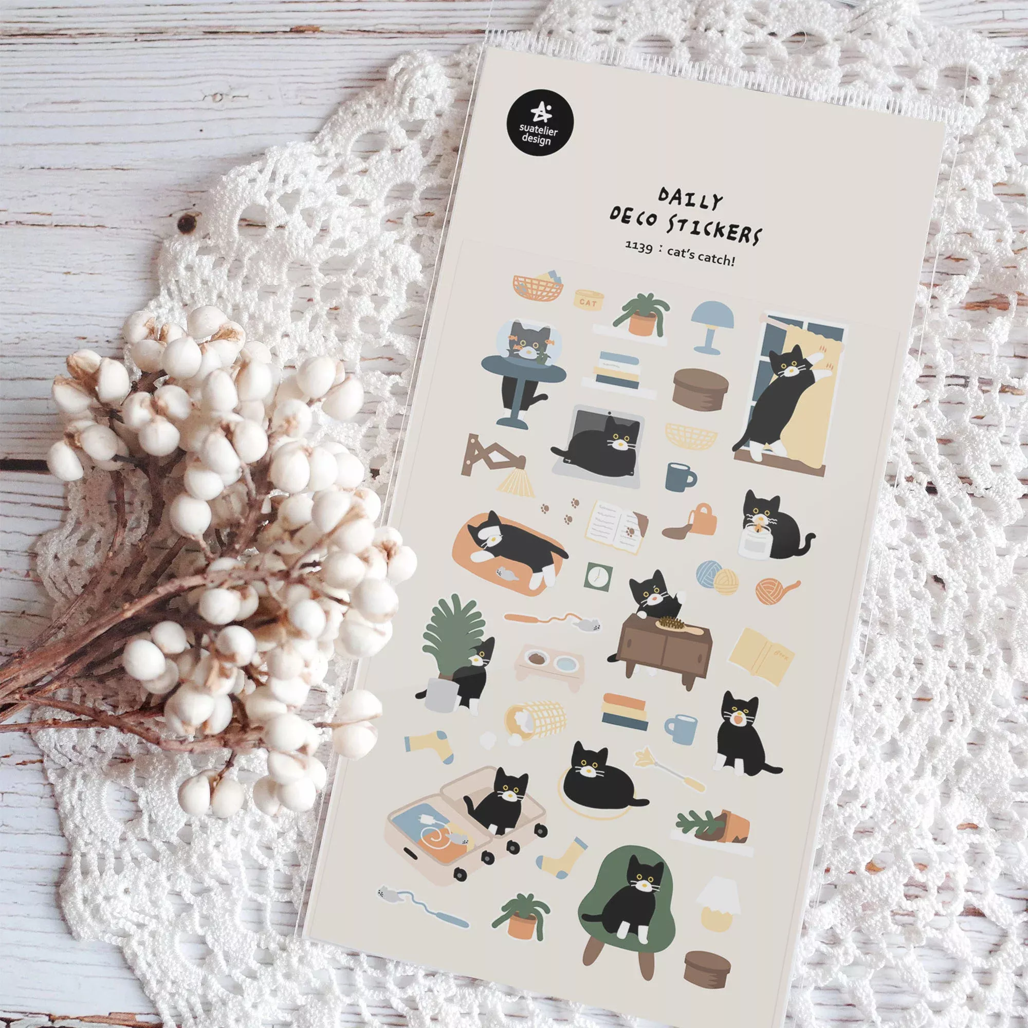 Suatelier Daily Deco Sticker - Cat's Catch Sticker