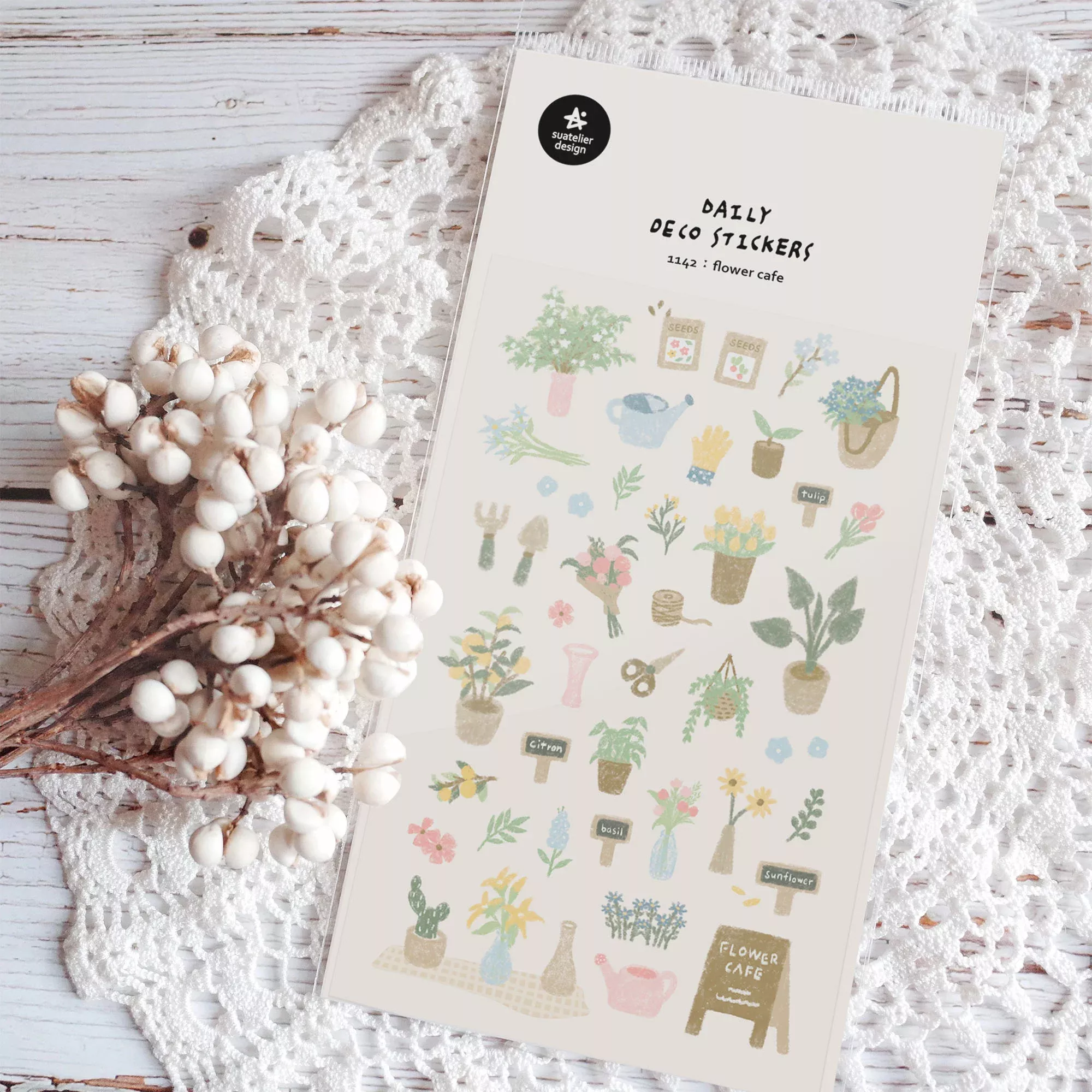 Suatelier Daily Deco Sticker -Flower Cafe Sticker