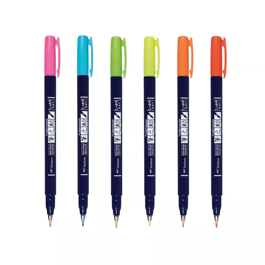 Tombow Fudenosuke Neon Colour Hard Tip Brush Pen