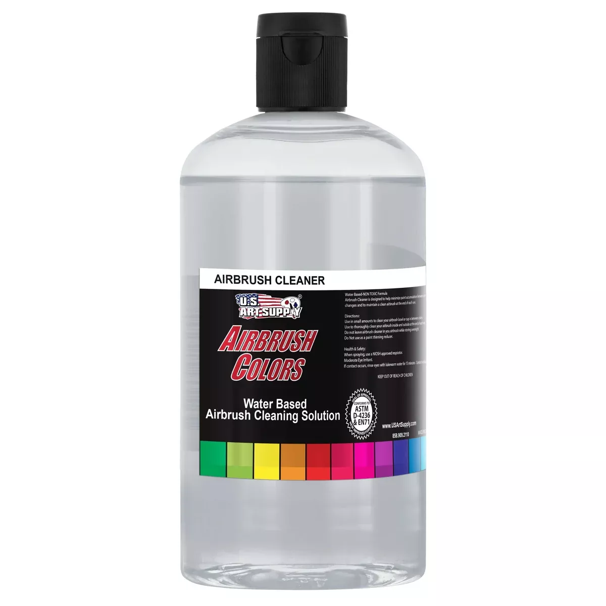 U.S. Art Supply 16oz Airbrush Cleaner - Fast-Acting Cleaning Solution for Water-Based Mediums, Acrylic Paint, Makeup - Air Brush Cleaner for Clogged