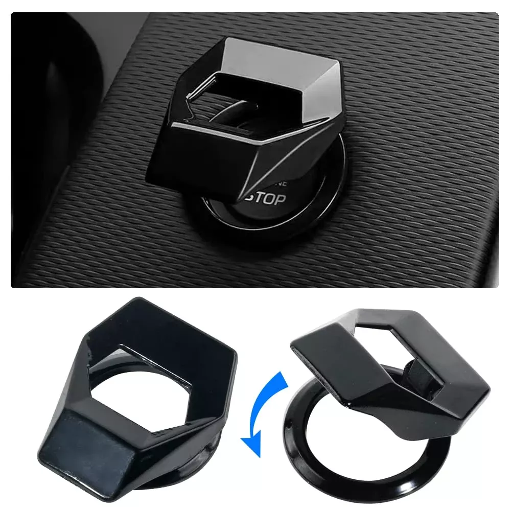 Vargtr Universal Engine Start/Stop Button Cover,Aluminum Alloy Car Power Control Trim,Push To Start Button Cover Key Protective Cover For Civic Crv Xrv Challenger Charger Chr (Black)