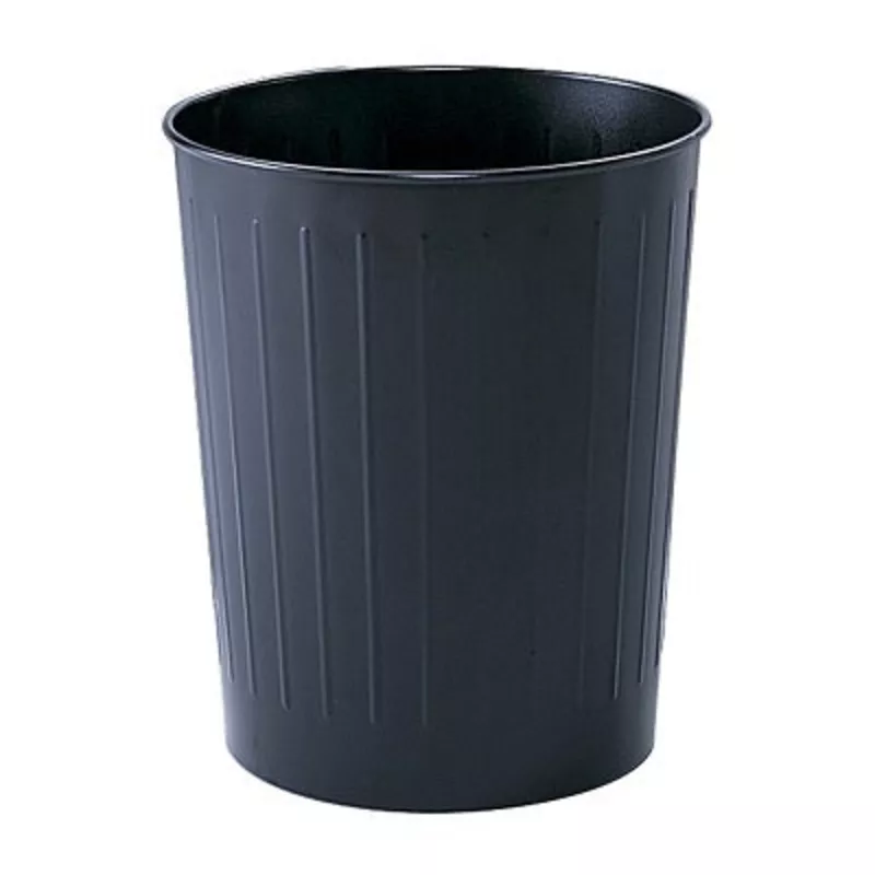 WASTEBASKET-METAL, ROUND 23.5QT. BLACK